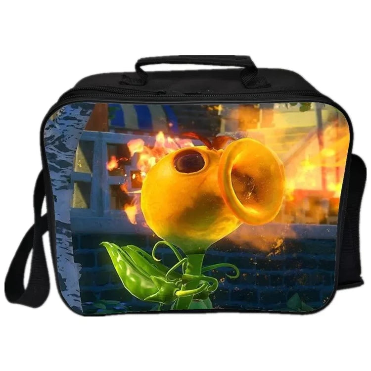 Game Plants VS Zombies PU Leather Portable Lunch Box School Tote Storage Picnic Bag