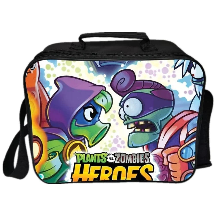 Game Plants VS Zombies PU Leather Portable Lunch Box School Tote Storage Picnic Bag