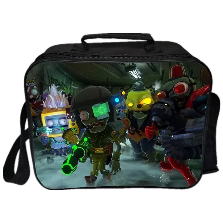 Game Plants VS Zombies PU Leather Portable Lunch Box School Tote Storage Picnic Bag