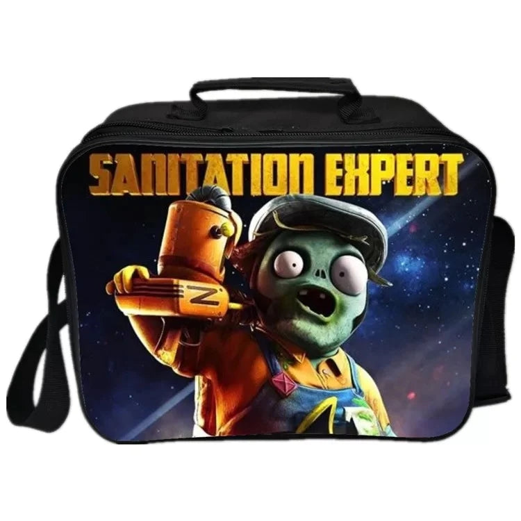 Game Plants VS Zombies PU Leather Portable Lunch Box School Tote Storage Picnic Bag
