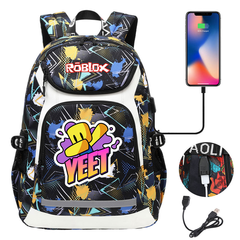 Game Roblox USB Charging Backpack School NoteBook Laptop Travel Bags