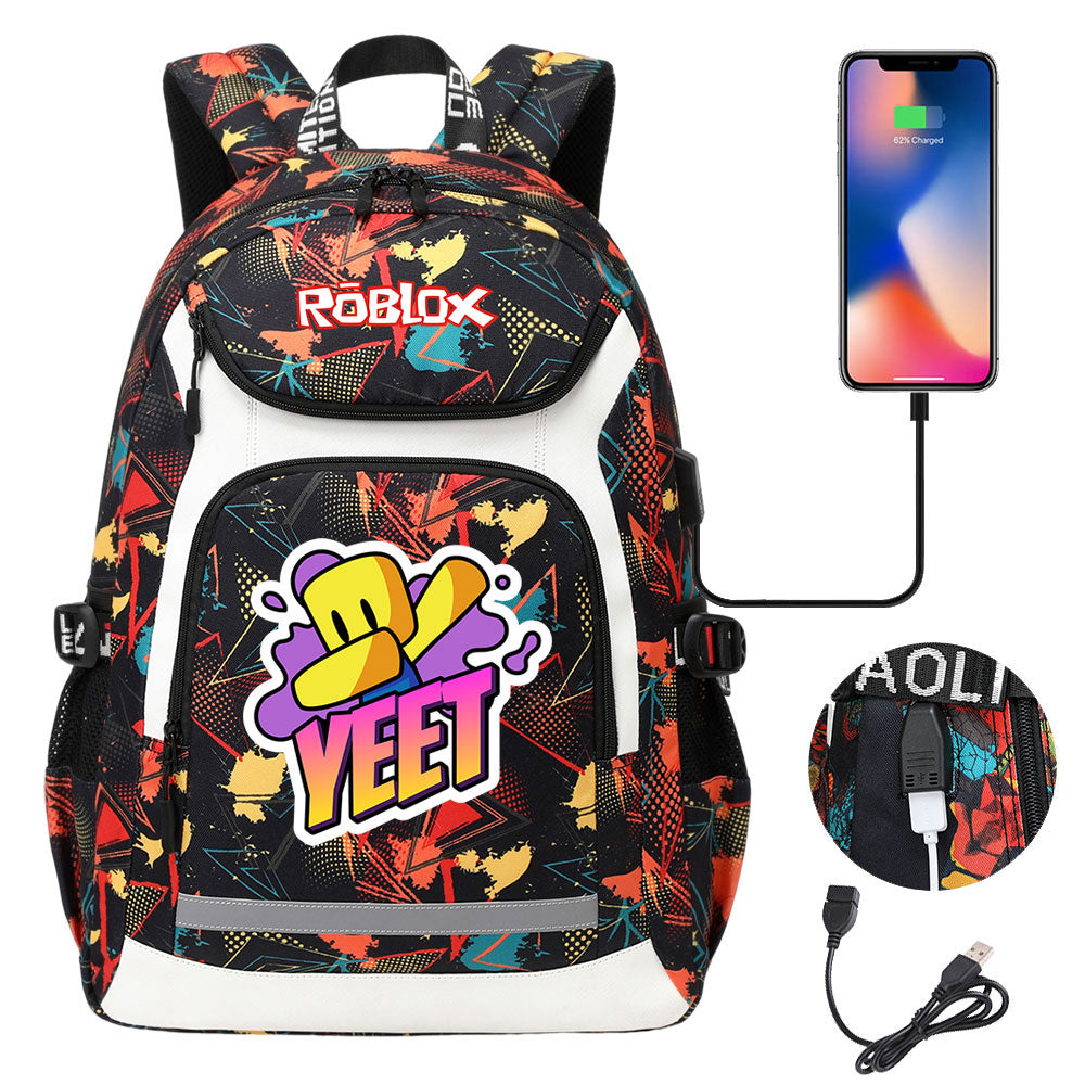 Game Roblox USB Charging Backpack School NoteBook Laptop Travel Bags
