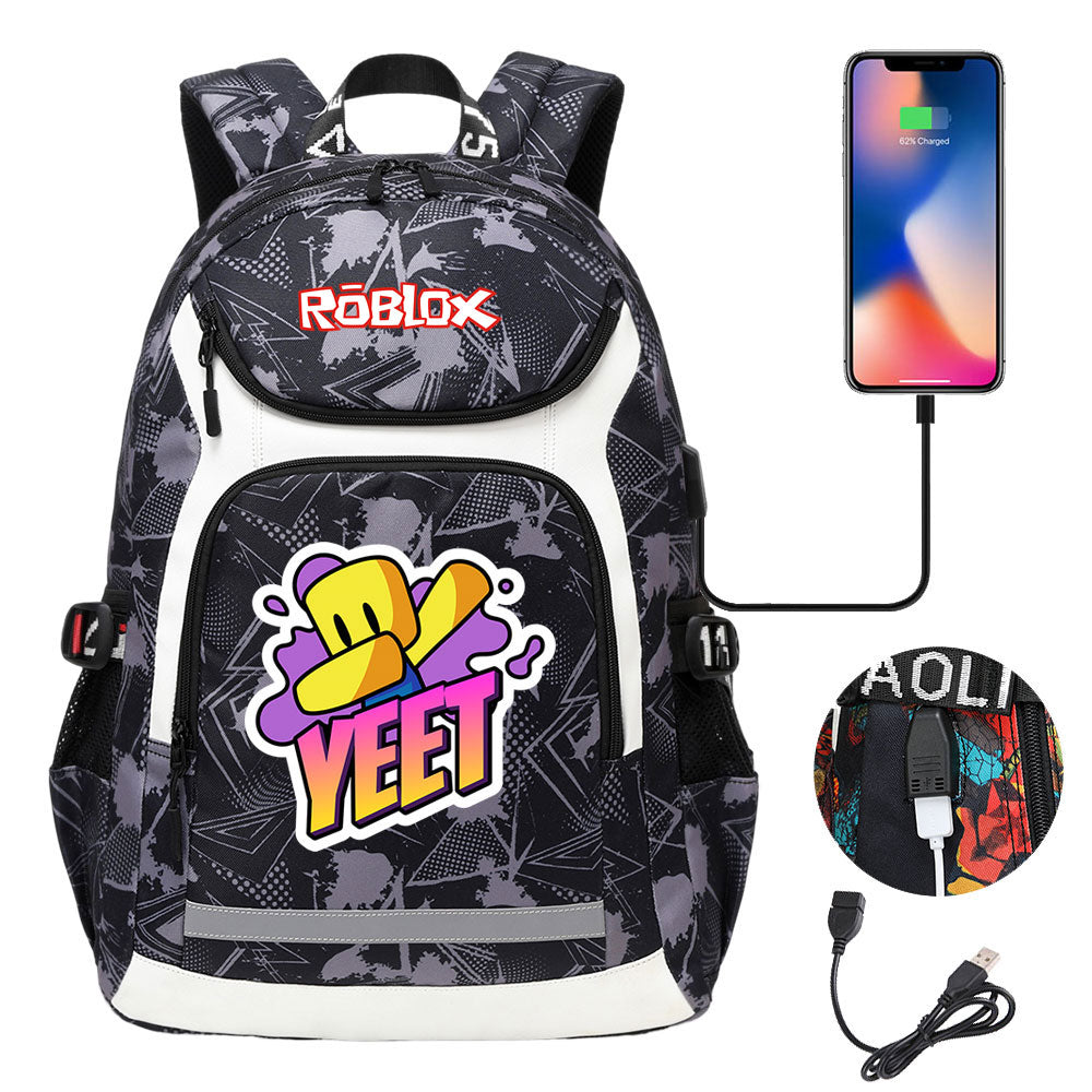 Game Roblox USB Charging Backpack School NoteBook Laptop Travel Bags