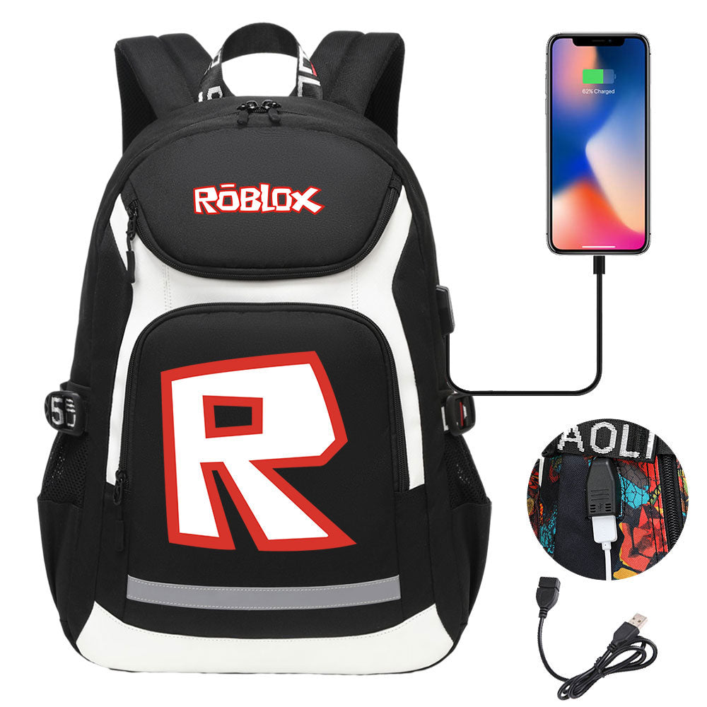Game Roblox USB Charging Backpack School NoteBook Laptop Travel Bags