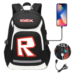 Game Roblox USB Charging Backpack School NoteBook Laptop Travel Bags