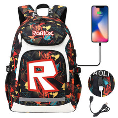 Game Roblox USB Charging Backpack School NoteBook Laptop Travel Bags