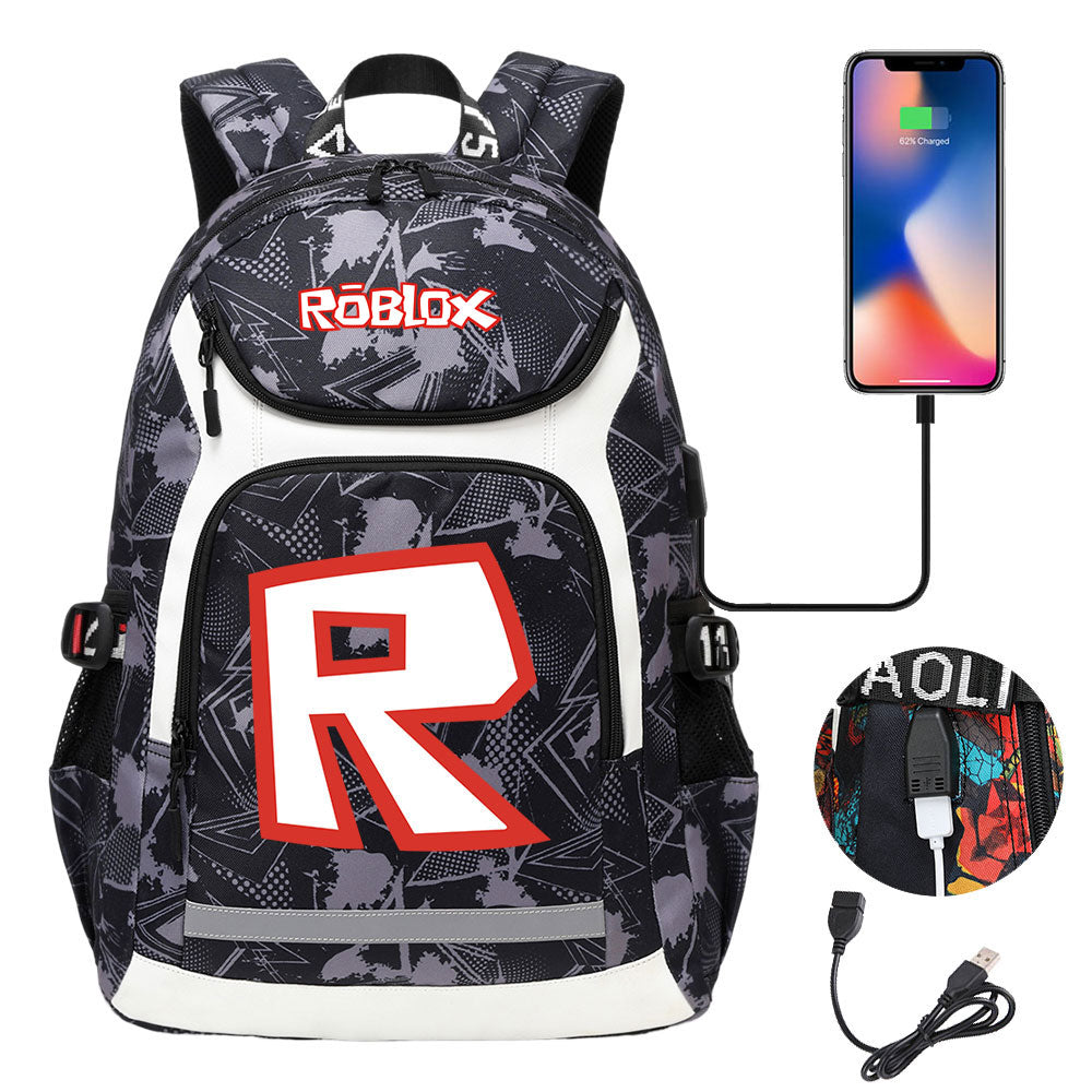 Game Roblox USB Charging Backpack School NoteBook Laptop Travel Bags