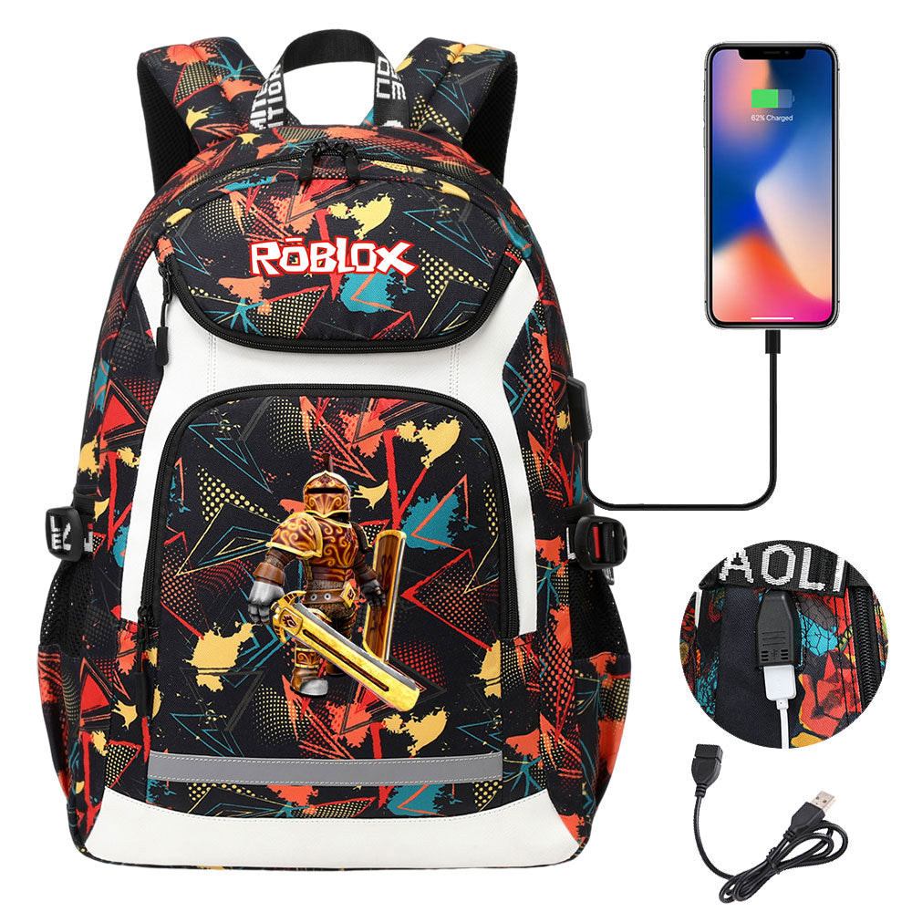 Game Roblox USB Charging Backpack School NoteBook Laptop Travel Bags