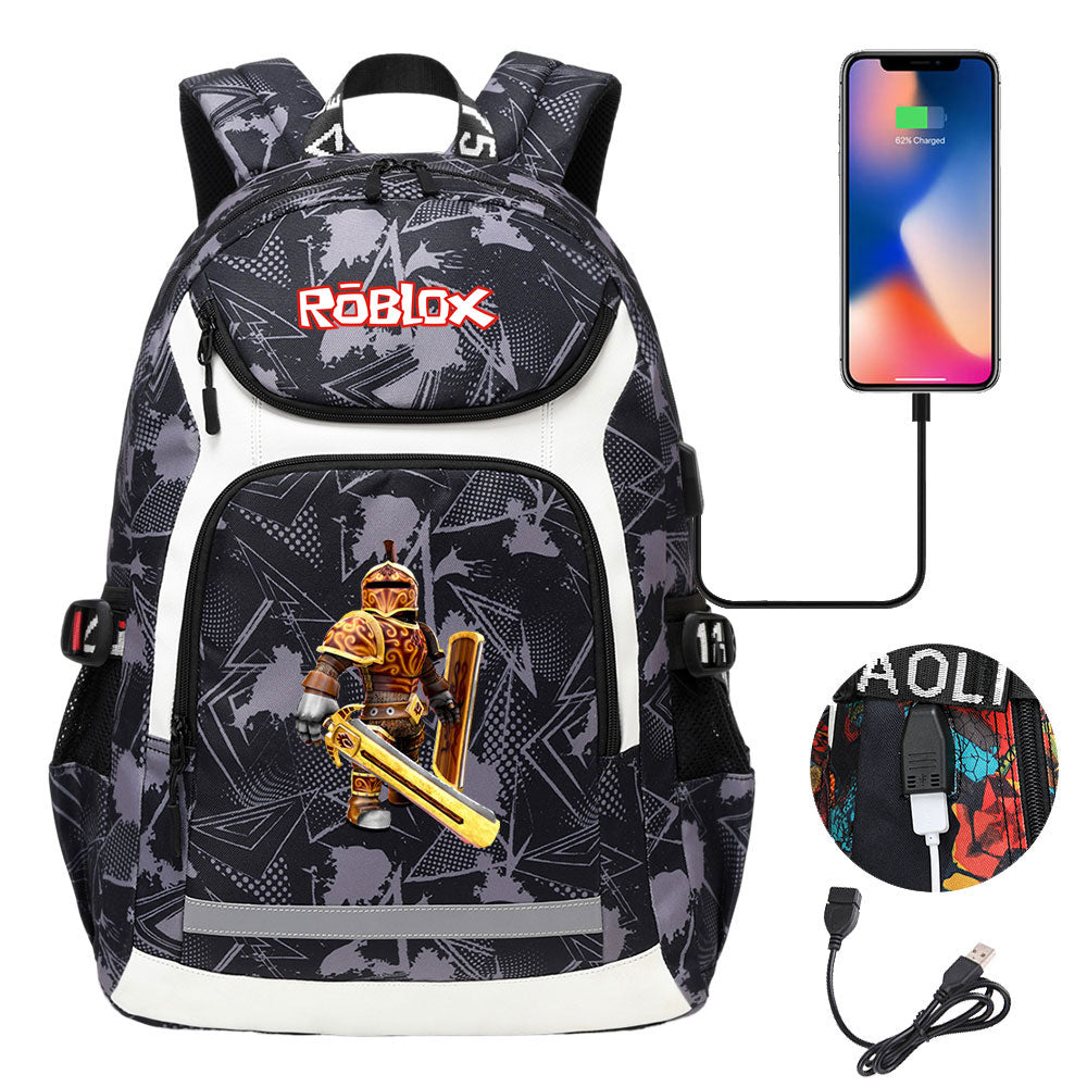 Game Roblox USB Charging Backpack School NoteBook Laptop Travel Bags