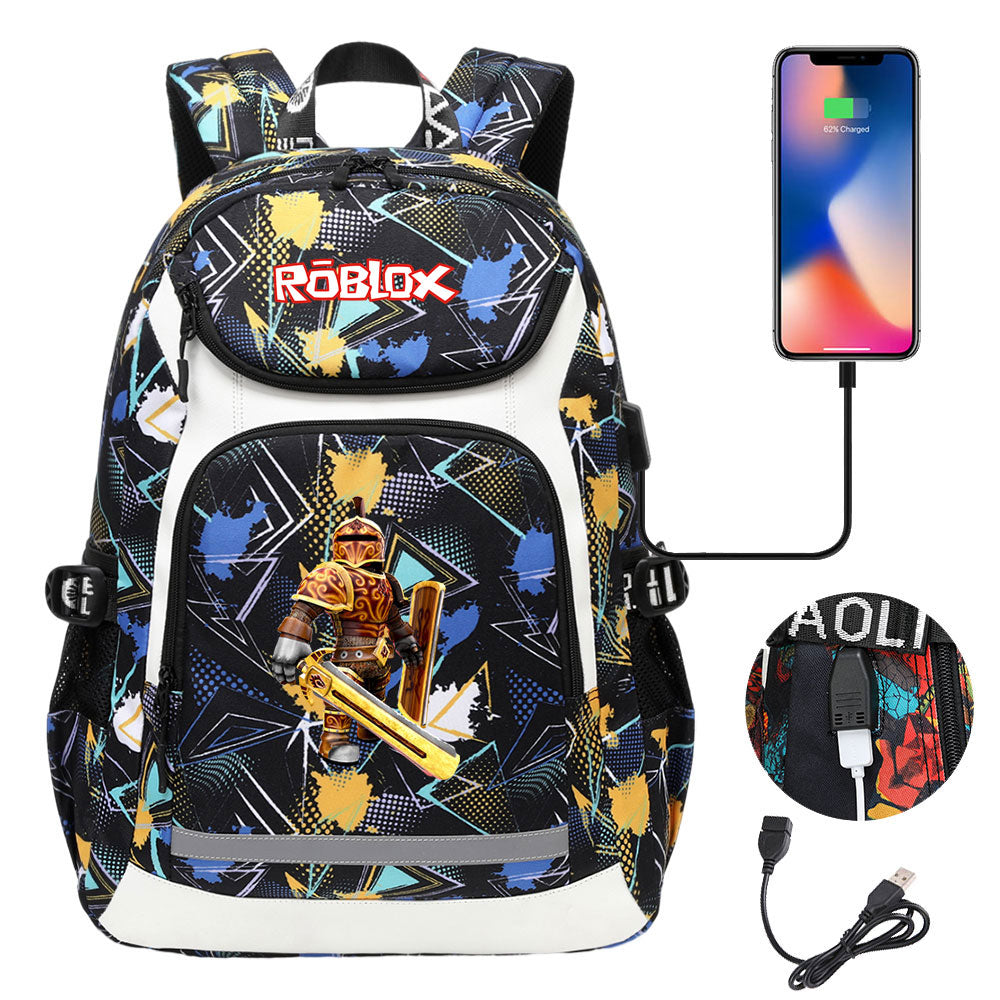 Game Roblox USB Charging Backpack School NoteBook Laptop Travel Bags