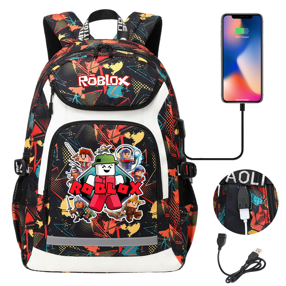 Game Roblox USB Charging Backpack School NoteBook Laptop Travel Bags