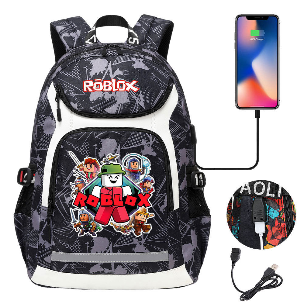 Game Roblox USB Charging Backpack School NoteBook Laptop Travel Bags