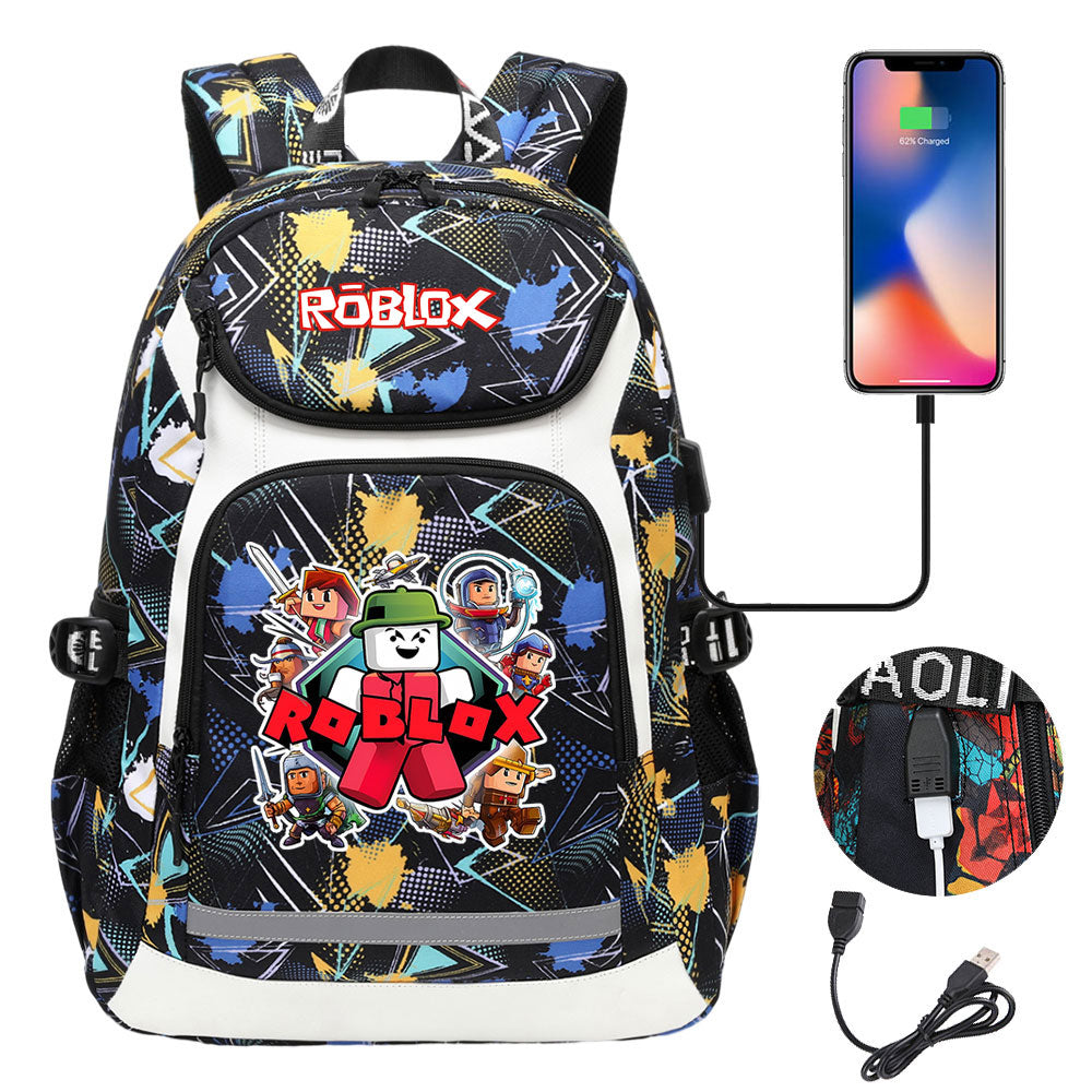Game Roblox USB Charging Backpack School NoteBook Laptop Travel Bags