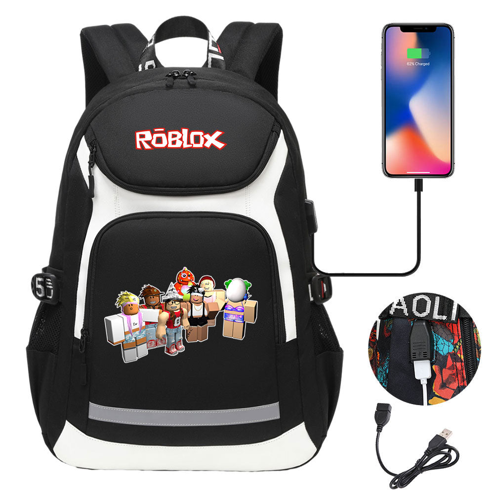 Game Roblox USB Charging Backpack School NoteBook Laptop Travel Bags