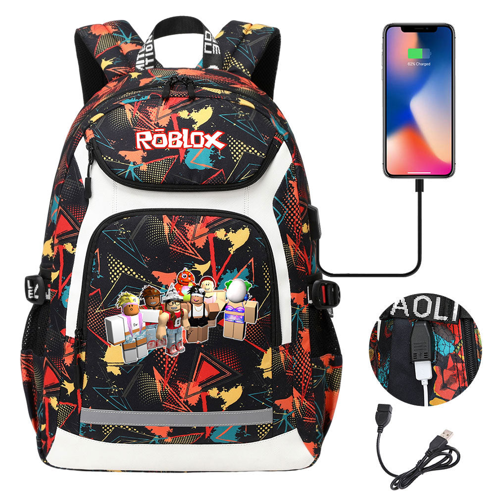 Game Roblox USB Charging Backpack School NoteBook Laptop Travel Bags