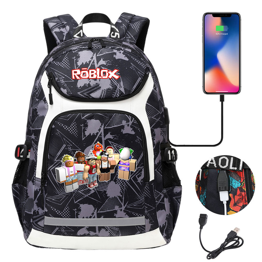 Game Roblox USB Charging Backpack School NoteBook Laptop Travel Bags
