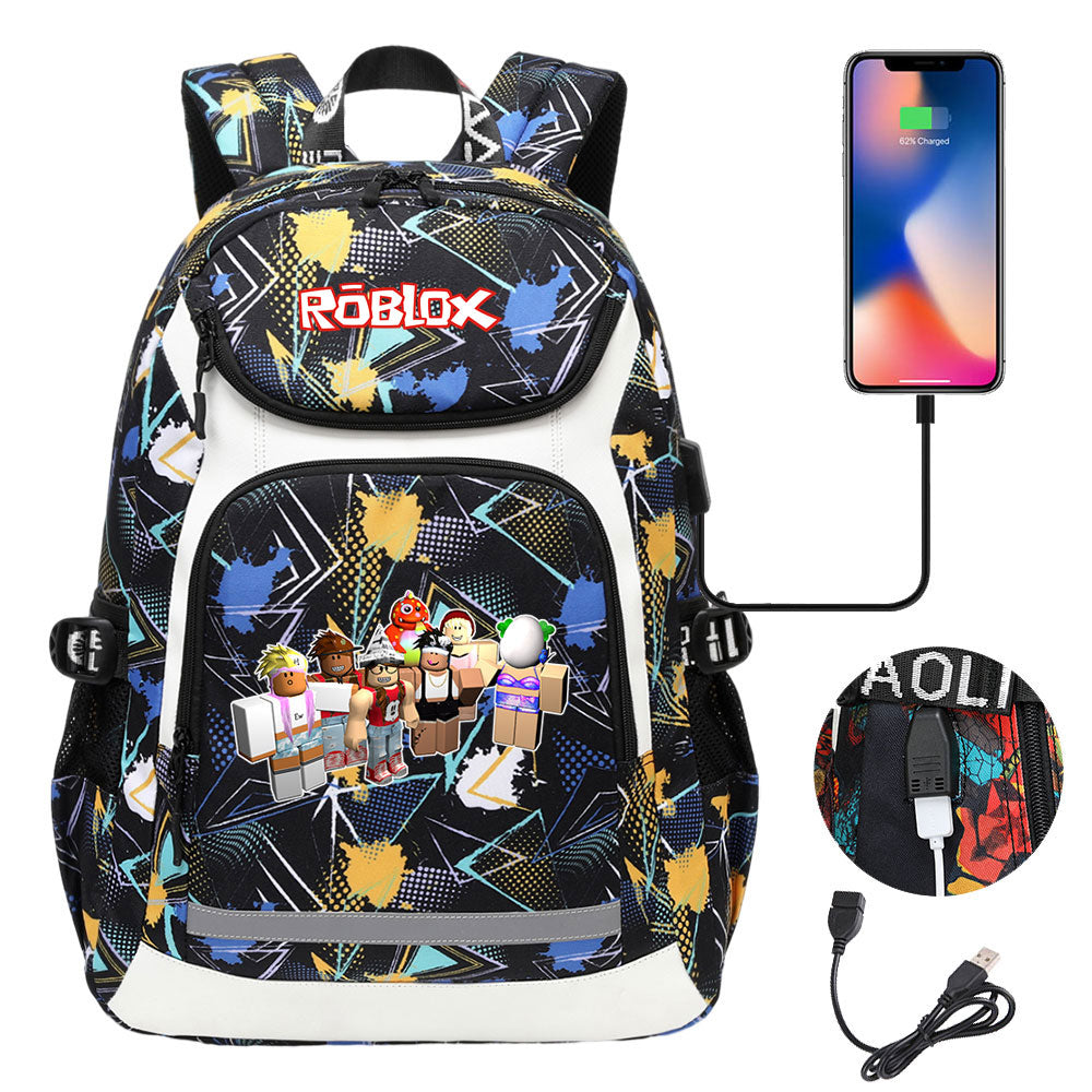 Game Roblox USB Charging Backpack School NoteBook Laptop Travel Bags