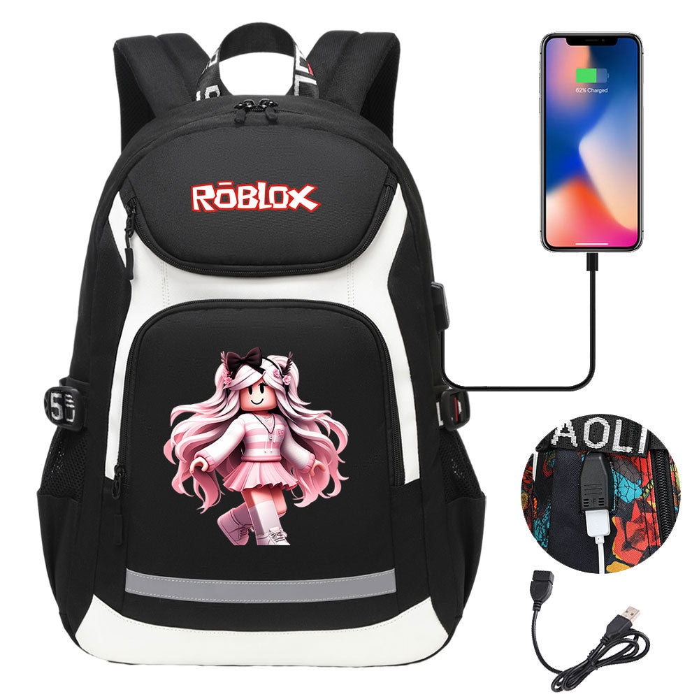 Game Roblox USB Charging Backpack School NoteBook Laptop Travel Bags