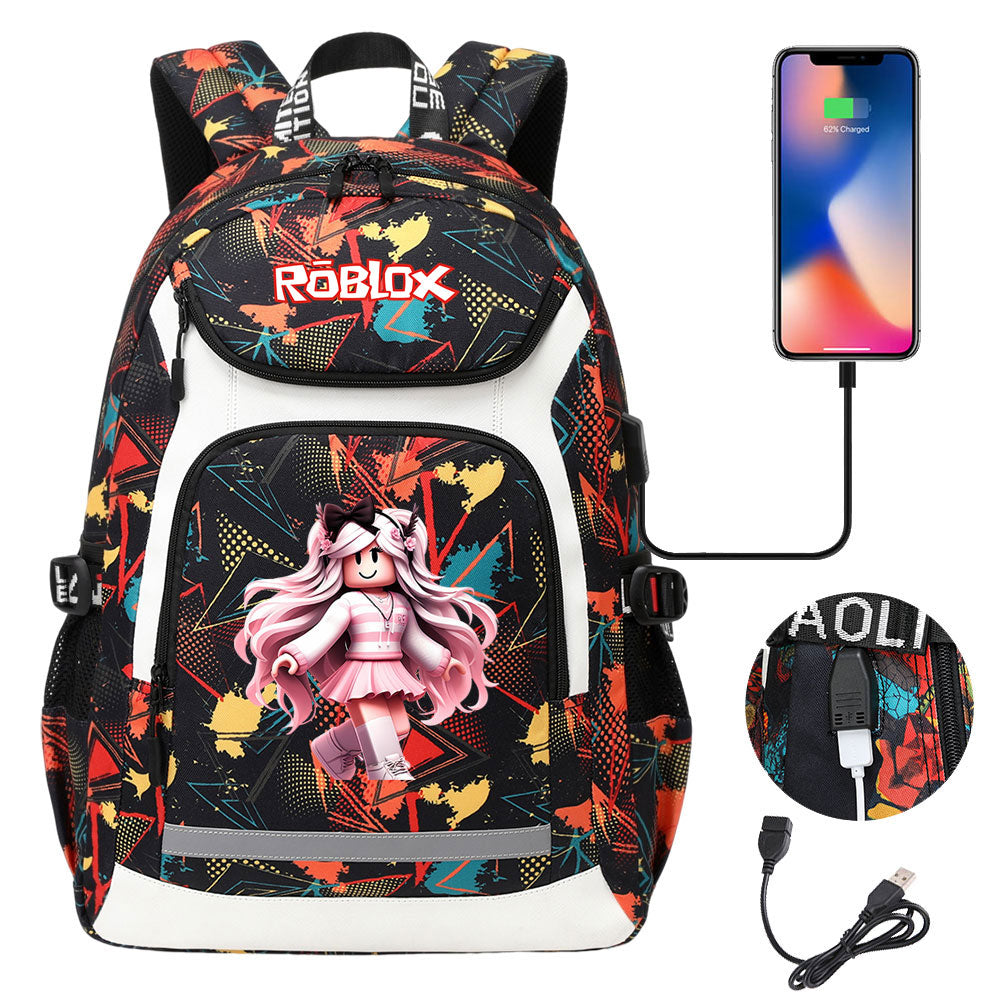 Game Roblox USB Charging Backpack School NoteBook Laptop Travel Bags