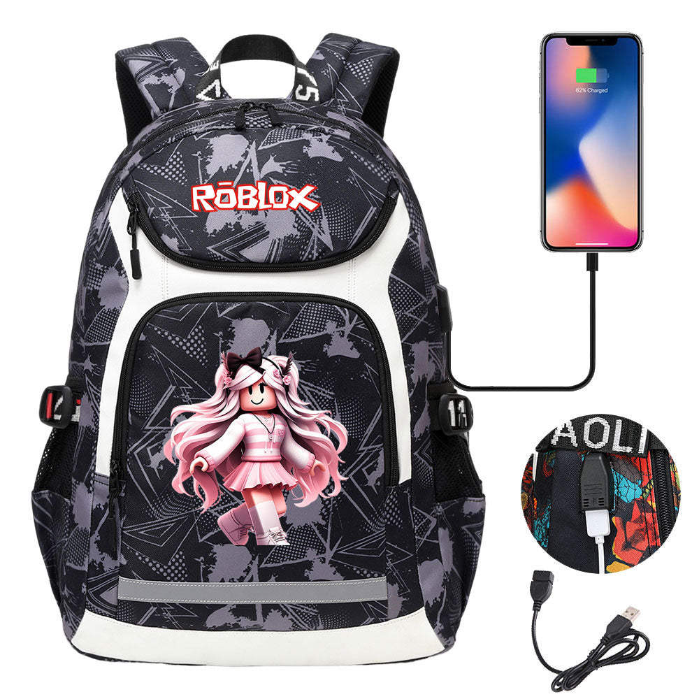 Game Roblox USB Charging Backpack School NoteBook Laptop Travel Bags