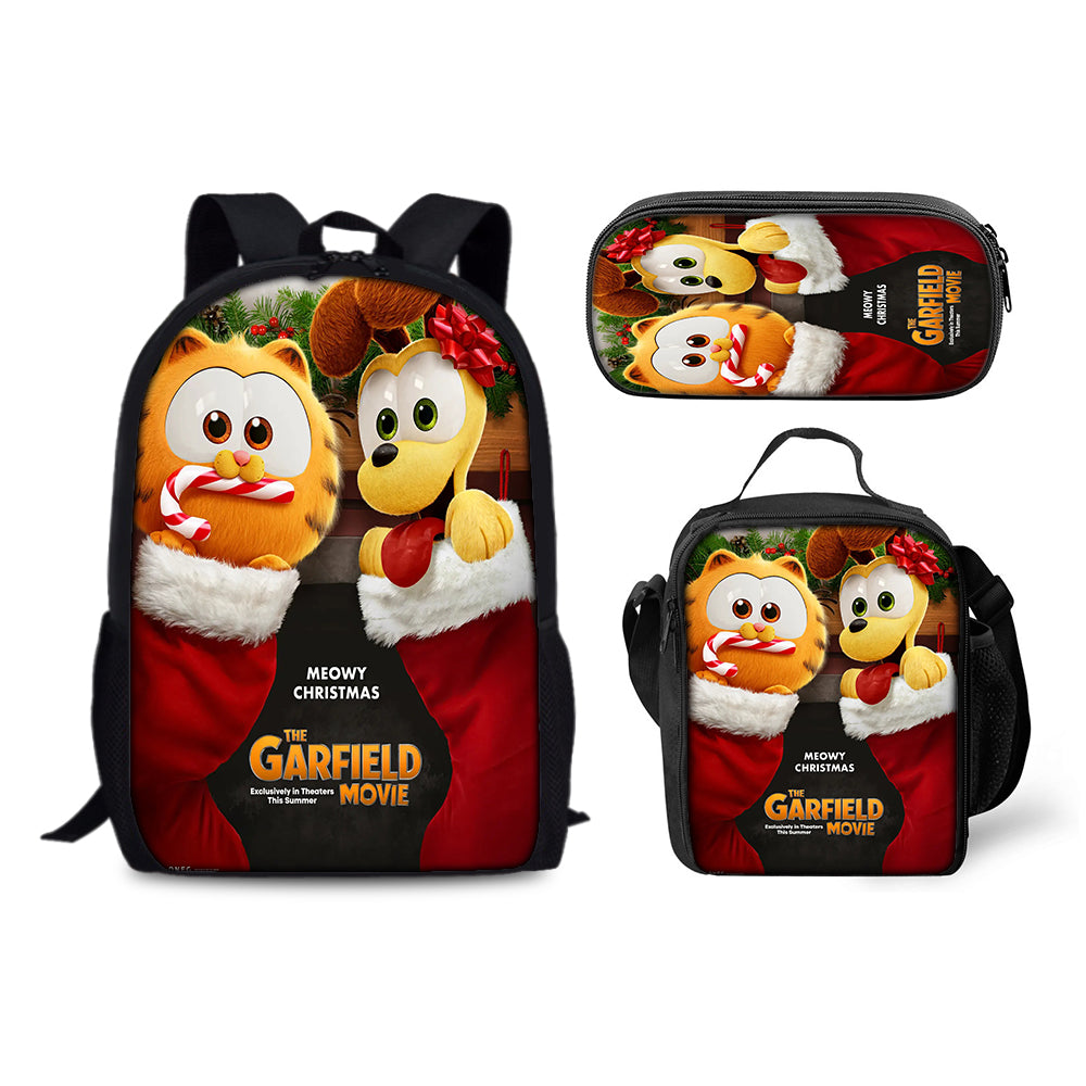Garfield Schoolbag Backpack Lunch Bag Pencil Case 3pcs Set Gift for Kids Students