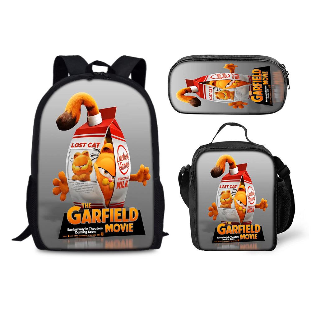 Garfield Schoolbag Backpack Lunch Bag Pencil Case 3pcs Set Gift for Kids Students