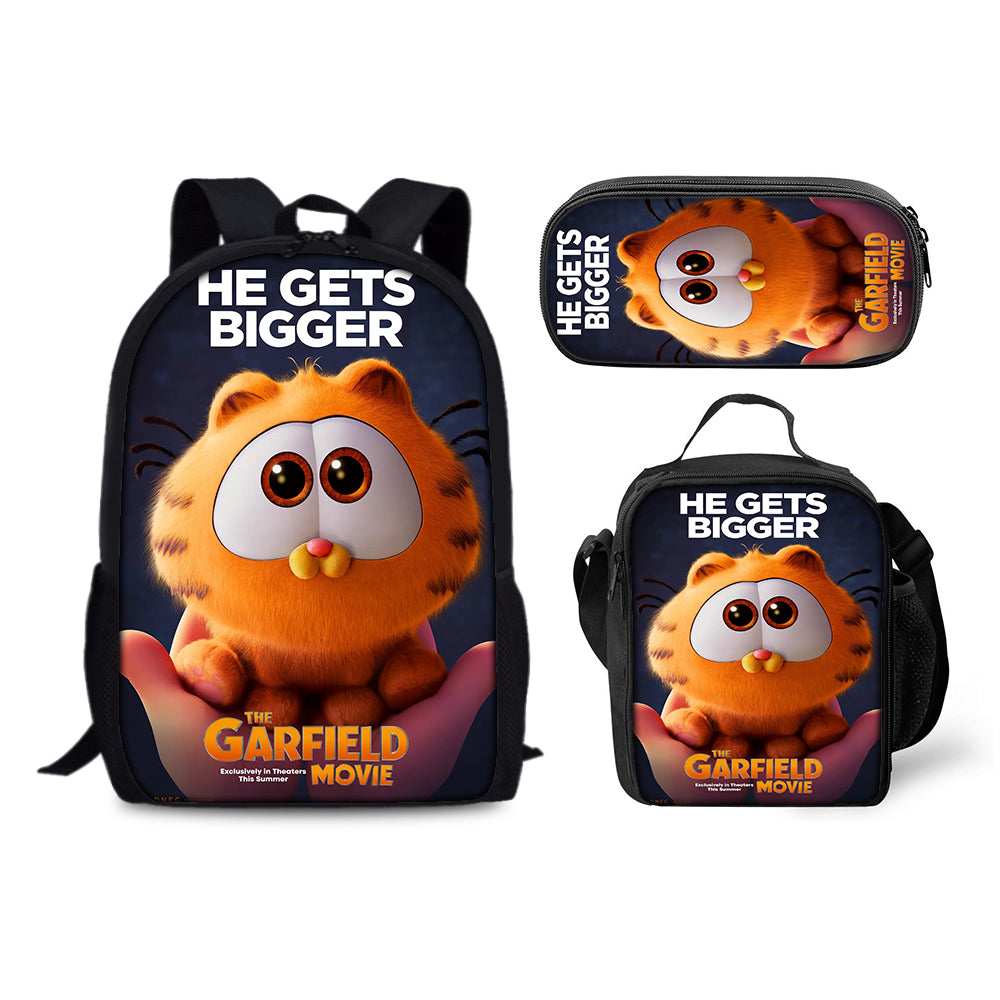 Garfield Schoolbag Backpack Lunch Bag Pencil Case 3pcs Set Gift for Kids Students