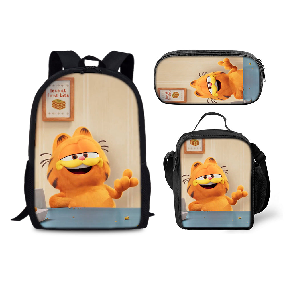 Garfield Schoolbag Backpack Lunch Bag Pencil Case 3pcs Set Gift for Kids Students
