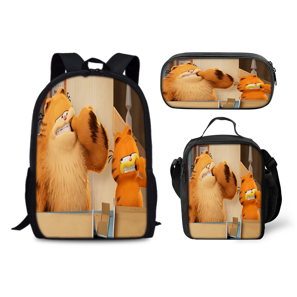 Garfield Schoolbag Backpack Lunch Bag Pencil Case 3pcs Set Gift for Kids Students