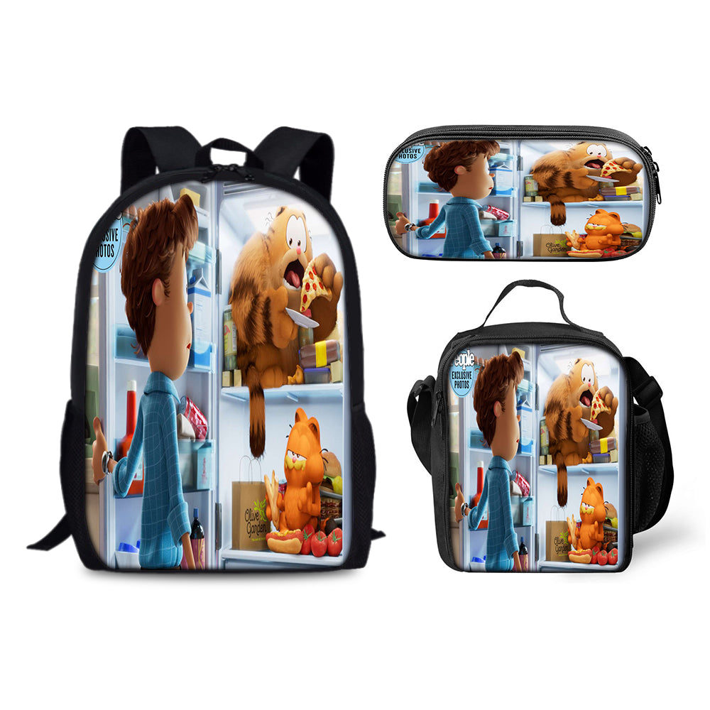 Garfield Schoolbag Backpack Lunch Bag Pencil Case 3pcs Set Gift for Kids Students