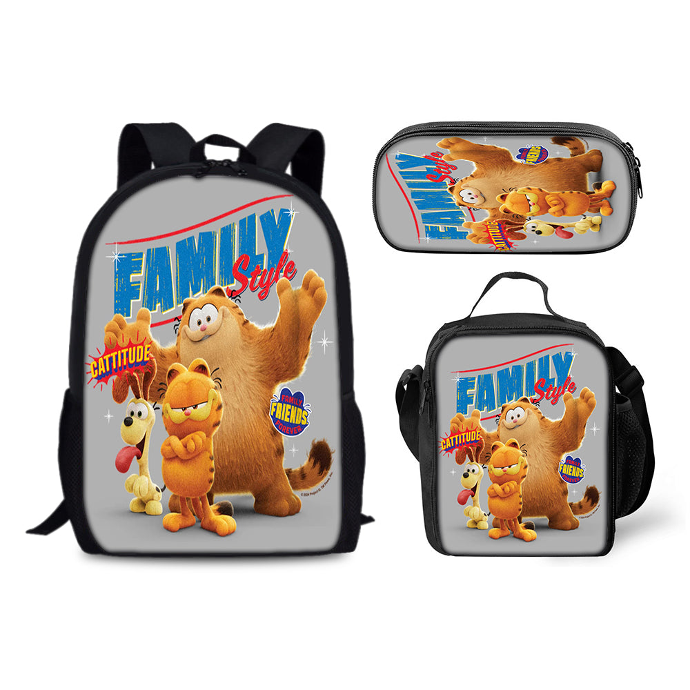 Garfield Schoolbag Backpack Lunch Bag Pencil Case 3pcs Set Gift for Kids Students