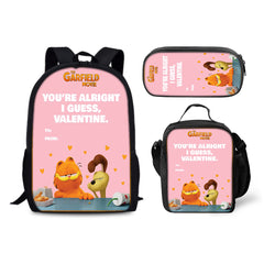 Garfield Schoolbag Backpack Lunch Bag Pencil Case 3pcs Set Gift for Kids Students