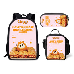 Garfield Schoolbag Backpack Lunch Bag Pencil Case 3pcs Set Gift for Kids Students