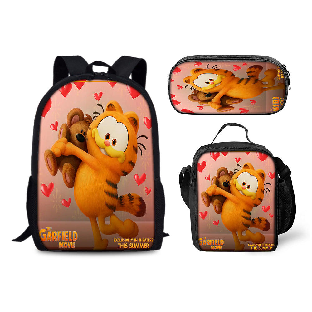 Garfield Schoolbag Backpack Lunch Bag Pencil Case 3pcs Set Gift for Kids Students