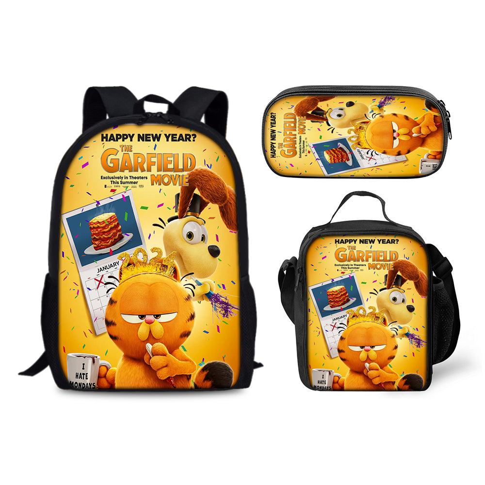 Garfield Schoolbag Backpack Lunch Bag Pencil Case 3pcs Set Gift for Kids Students
