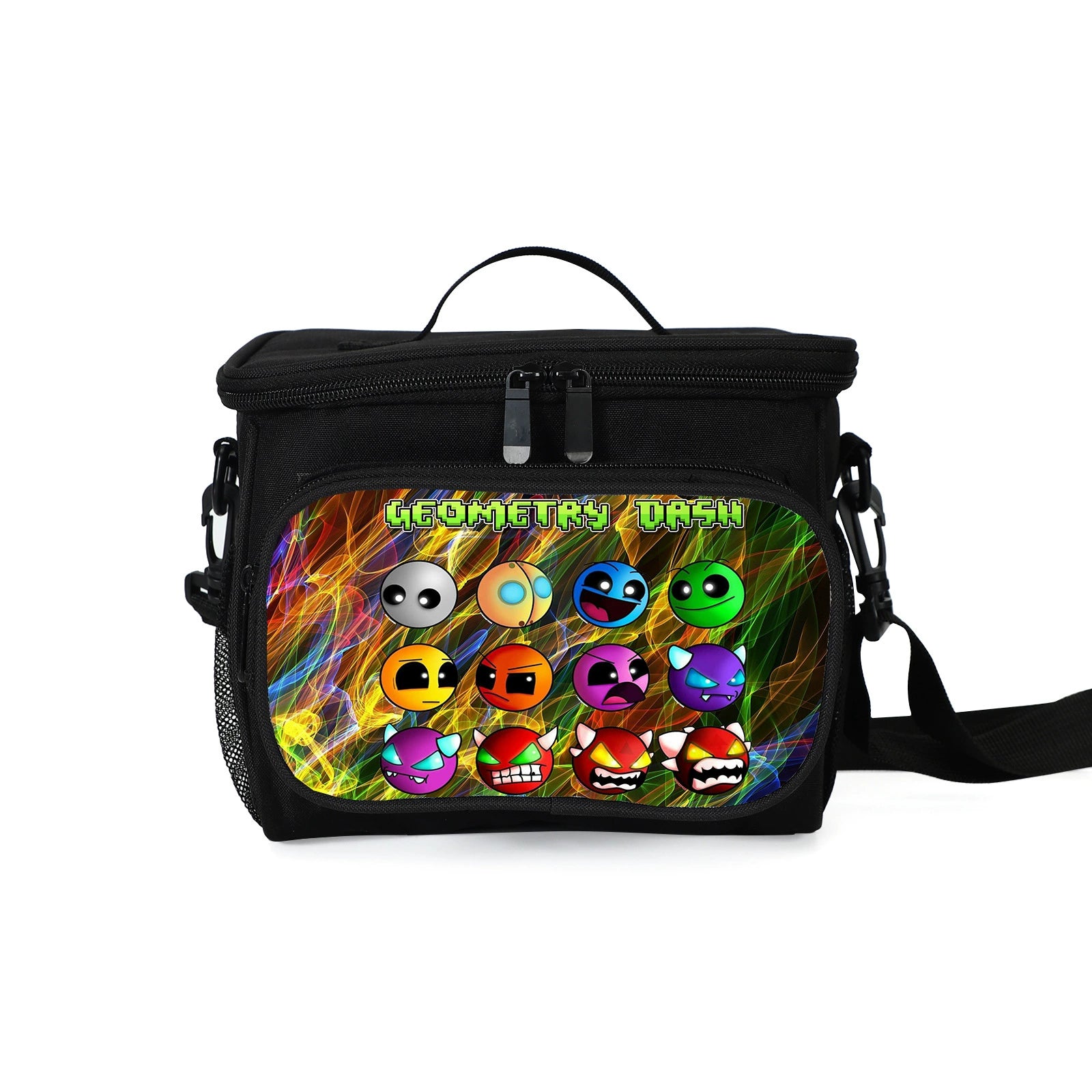 Geometry Dash Portable Lunch Box School Tote Storage Picnic Bag