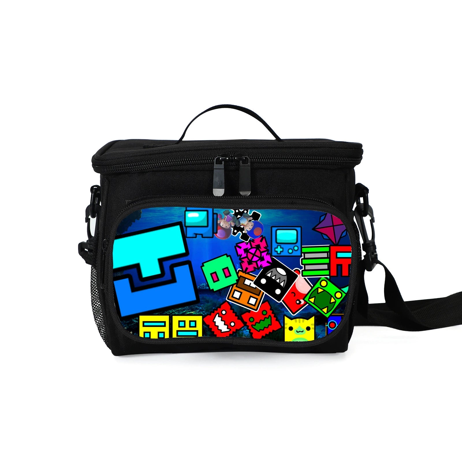 Geometry Dash Portable Lunch Box School Tote Storage Picnic Bag