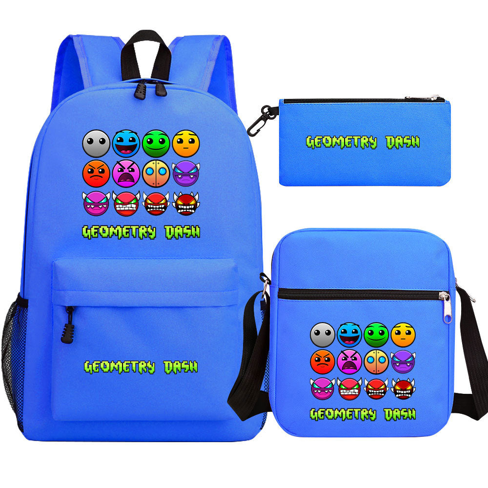 Geometry Dash SchoolBag Backpack Shoulder Bag Book Pencil Bags 3pcs Set