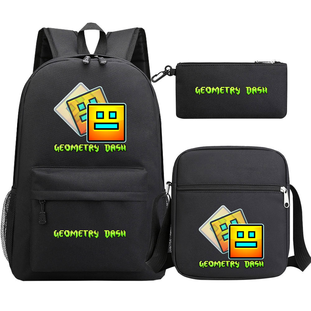 Geometry Dash SchoolBag Backpack Shoulder Bag Book Pencil Bags 3pcs Set