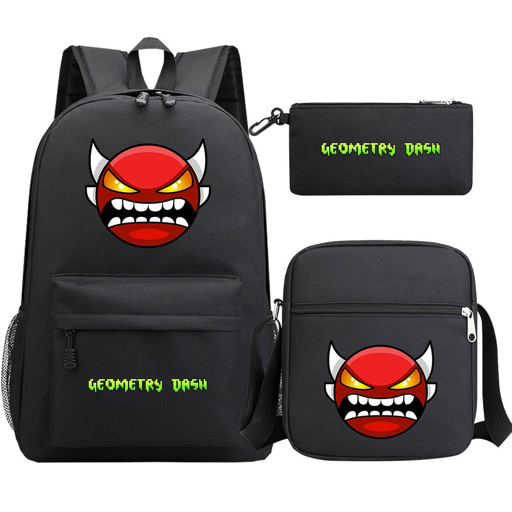 Geometry Dash SchoolBag Backpack Shoulder Bag Book Pencil Bags 3pcs Set
