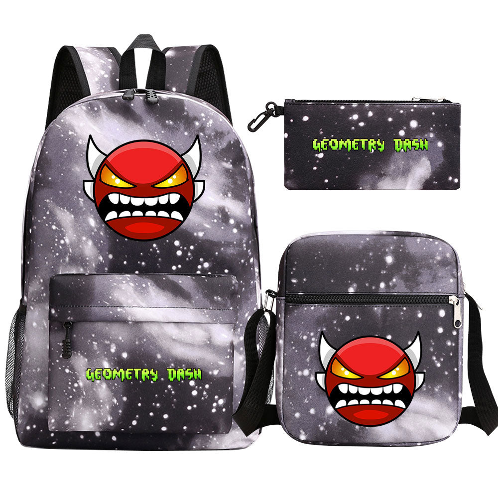 Geometry Dash SchoolBag Backpack Shoulder Bag Book Pencil Bags 3pcs Set