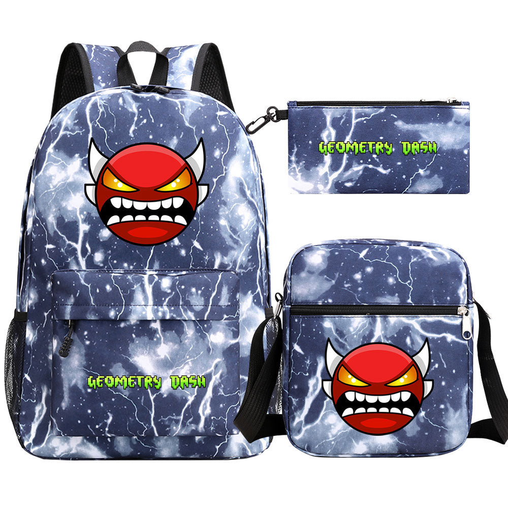 Geometry Dash SchoolBag Backpack Shoulder Bag Book Pencil Bags 3pcs Set