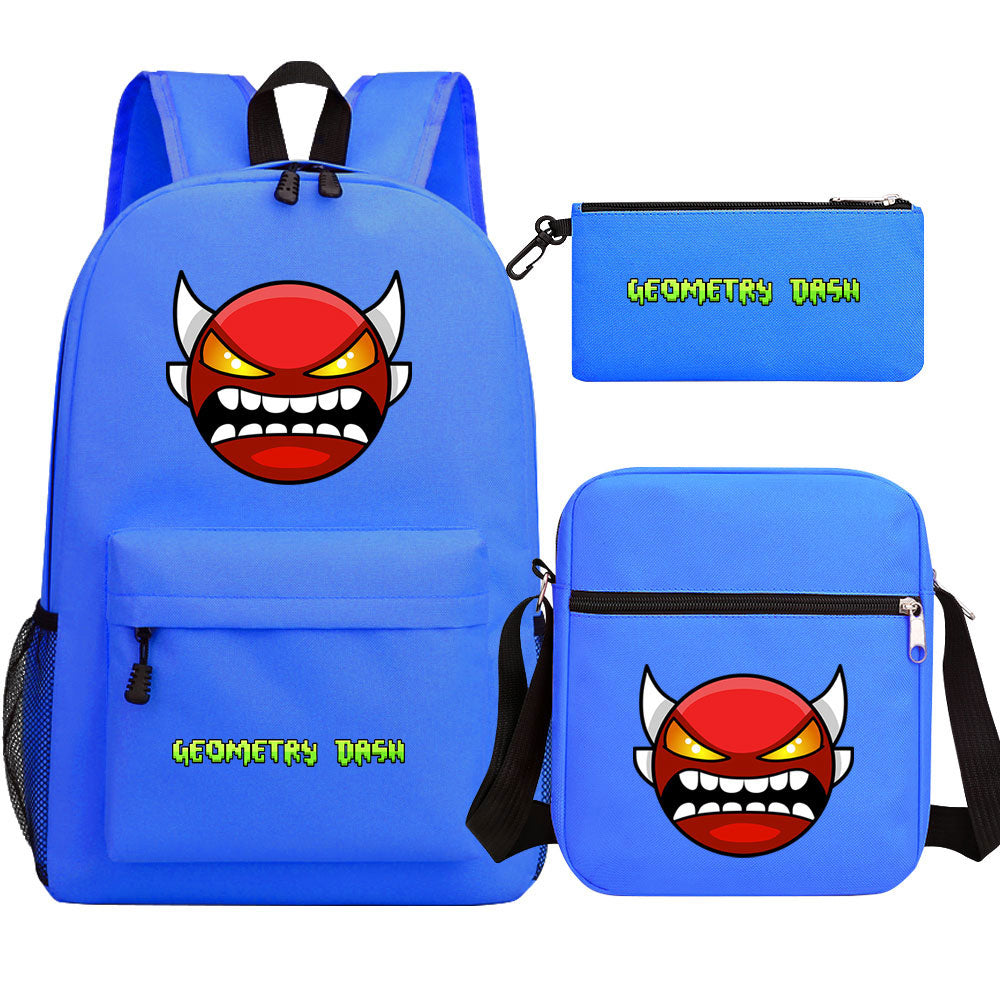 Geometry Dash SchoolBag Backpack Shoulder Bag Book Pencil Bags 3pcs Set