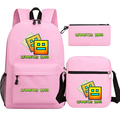Geometry Dash SchoolBag Backpack Shoulder Bag Book Pencil Bags 3pcs Set
