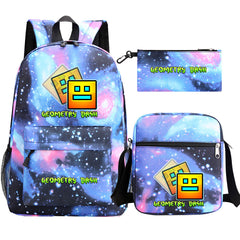 Geometry Dash SchoolBag Backpack Shoulder Bag Book Pencil Bags 3pcs Set