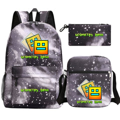 Geometry Dash SchoolBag Backpack Shoulder Bag Book Pencil Bags 3pcs Set