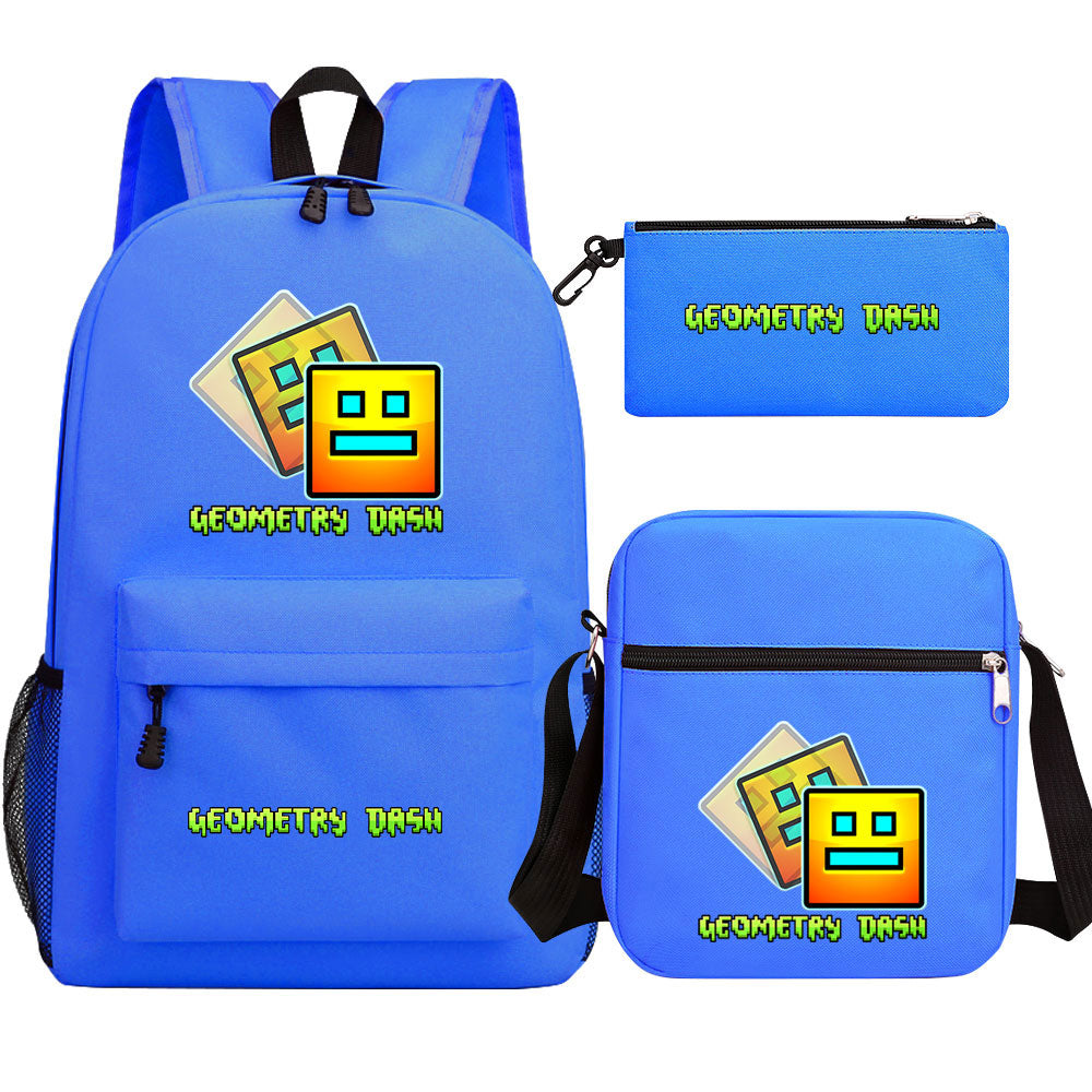 Geometry Dash SchoolBag Backpack Shoulder Bag Book Pencil Bags 3pcs Set