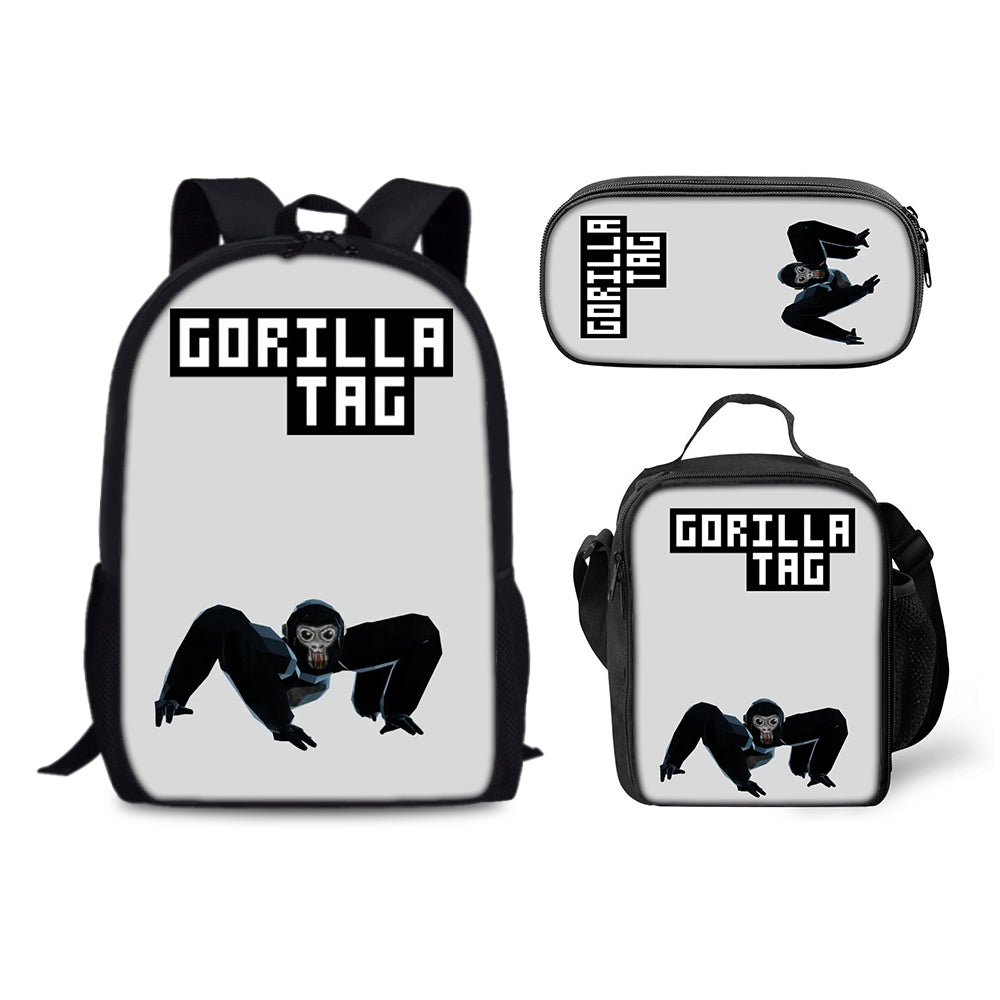 Gorilla Tag Schoolbag Backpack Lunch Bag Pencil Case 3pcs Set Gift for Kids Students