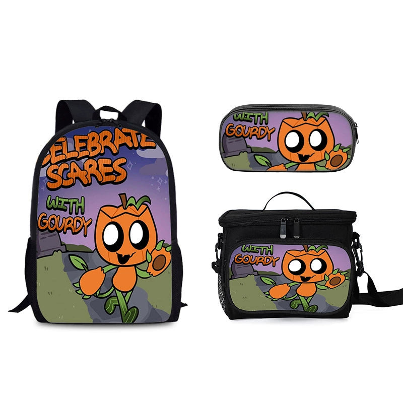 Gourdy Schoolbag Backpack Lunch Bag Pencil Case 3pcs Set Gift for Kids Students