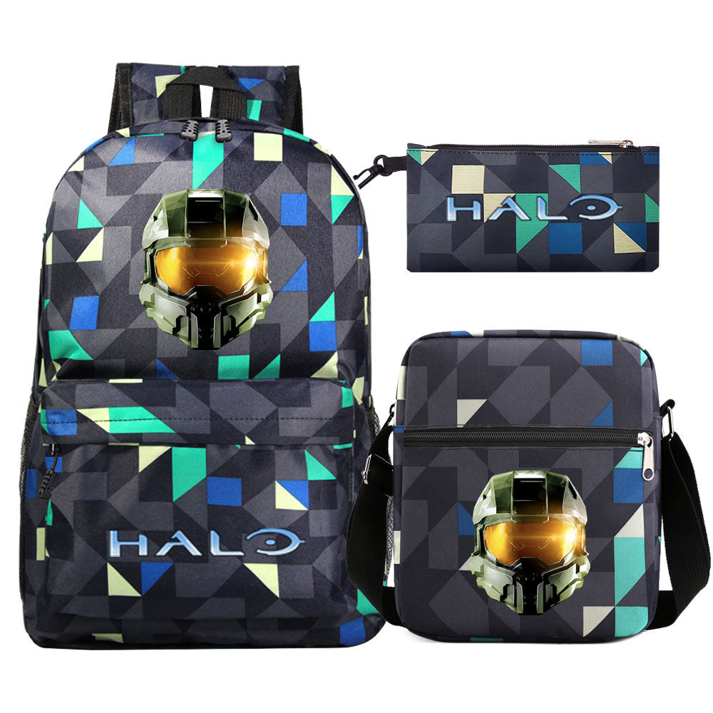 Halo Infinite SchoolBag Backpack Shoulder Bag Book Pencil Bags 3pcs Set
